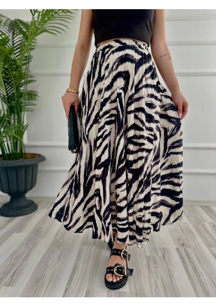 Kadın Zebra Desenli Etek Bej fırsatları