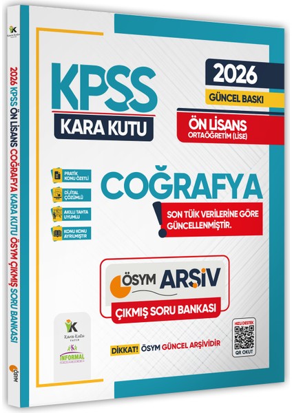 2026 Kpss Önlisans/ortaöğretim Coğrafya Kara Kutu Ösym Çıkmış Soru Bankası Konu Özetli Çözümlü