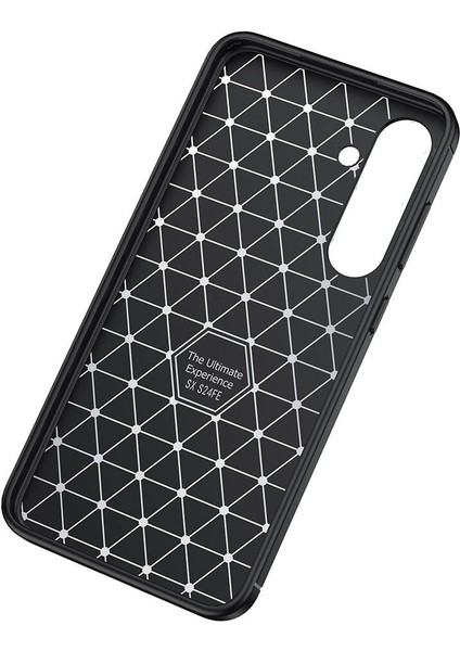 Galaxy S24 Fe Kılıf Kamera Korumalı Karbon Desenli Lux Negro Silikon - Siyah + Nano Ekran Koruyucu