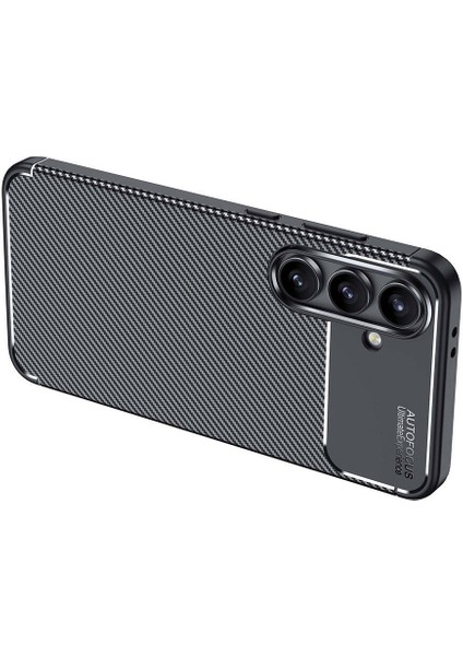 Galaxy S24 Fe Kılıf Kamera Korumalı Karbon Desenli Lux Negro Silikon - Siyah + Nano Ekran Koruyucu