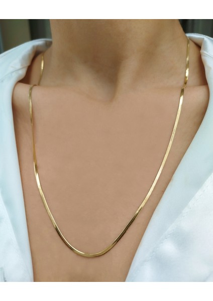 Gold Renkli Ince Italyan Zincir Çelik Kadın - Erkek Unisex Minimal Şık Kolye