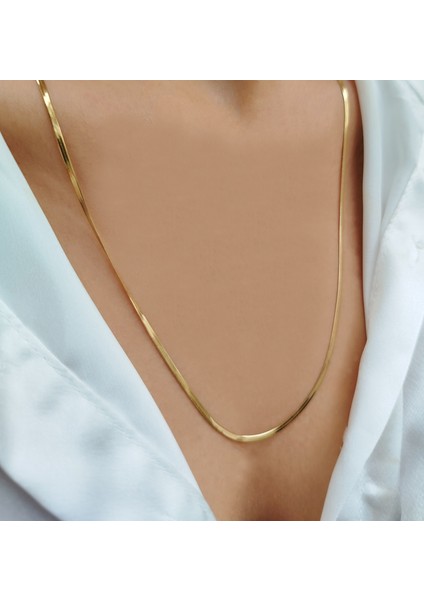 Gold Renkli Ince Italyan Zincir Çelik Kadın - Erkek Unisex Minimal Şık Kolye modelleri