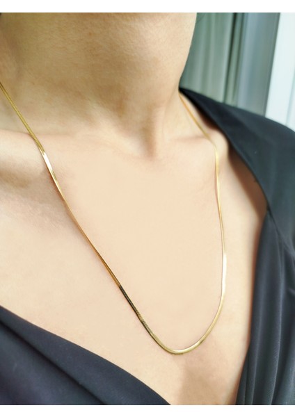 Gold Renkli Ince Italyan Zincir Çelik Kadın - Erkek Unisex Minimal Şık Kolye indirimleri