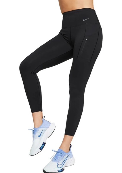 Trainng Go Dri Fit Infinalock High Rise 7/8 Leggings 6 Cepli Toparlayıcı Yüksek Belli Reflektörlü Antrenman Taytı Siyah