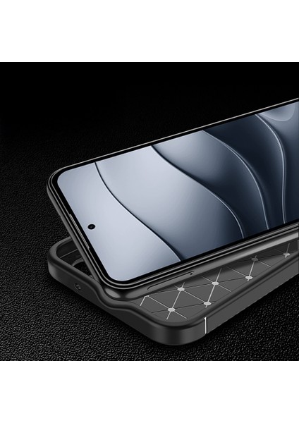 Xiaomi Redmi Note 14 4g Kılıf Kamera Korumalı Karbon Desenli Lux Negro Silikon - Siyah + Nano Ekran Koruyucu