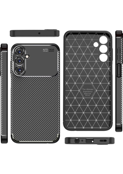 Galaxy A55 Kılıf Kamera Korumalı Karbon Desenli Lux Negro Silikon - Siyah + Nano Ekran Koruyucu fırsatları