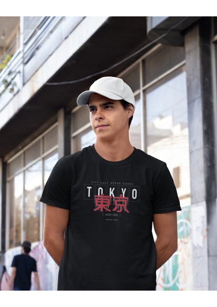 Zuno Erkek Slimfit Tokyo Secret Codes Baskılı T-Shirt