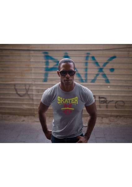 Zuno Erkek Slimfit Skater Baskılı T-Shirt