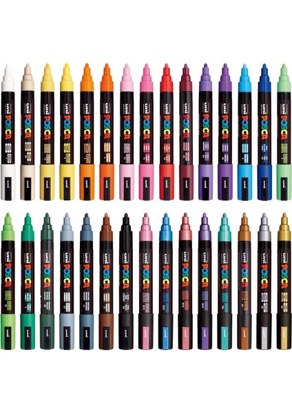 Posca Markör Kalem 5m 30&apos;lu Set 1.8-2.5 mm Keçe Uçlu