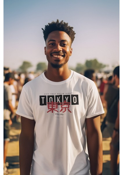 Zuno Erkek Slimfit Tokyo Secret Codes Baskılı T-Shirt