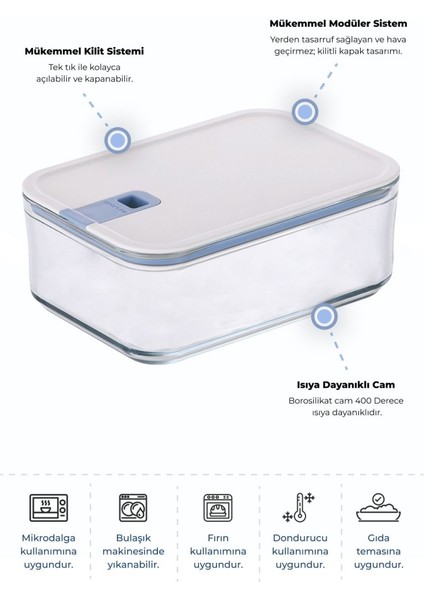 Perfect Seal Derin Cam Saklama Kabı 1600 ml