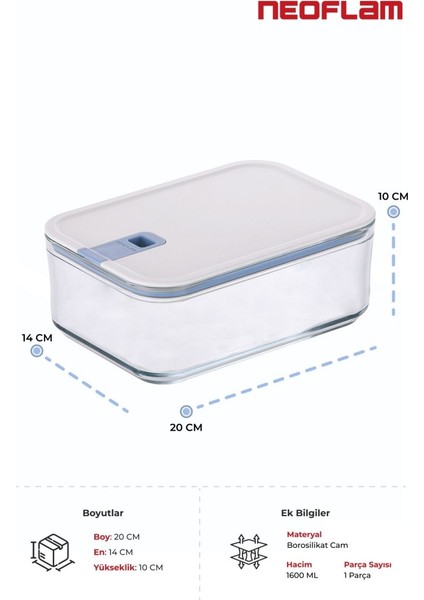 Perfect Seal Derin Cam Saklama Kabı 1600 ml