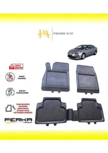 Toyota Corolla 11 2013-2018 Uyarlanabilir Universal Havuzlu Paspas