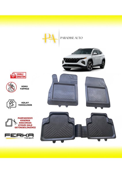 Hyundai Tucson 4 2021 ve Üstü Uyarlanabilir Universal Havuzlu Paspas