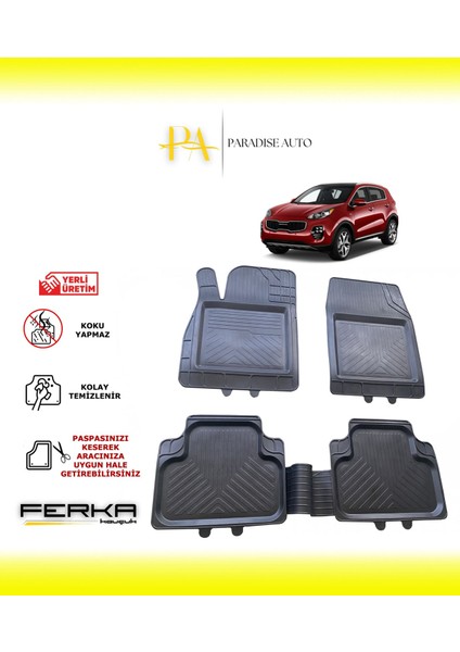 Kia Sportage 4 2016-2021 Uyarlanabilir Universal Havuzlu Paspas