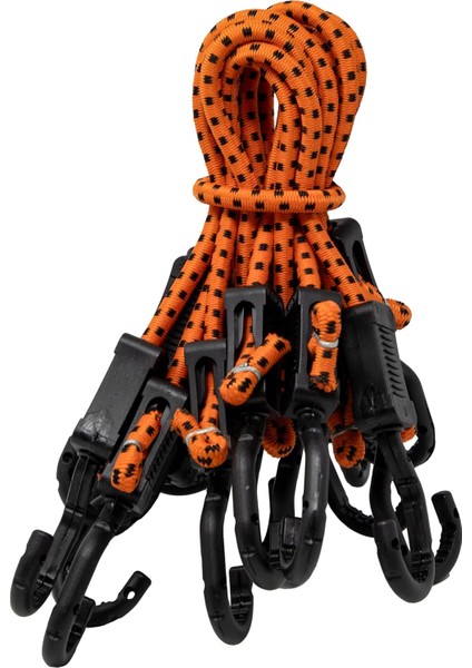 Mabc-18 Çok Amaçlı Ayarlanabilir Kancalı Bungee Kordonları, 45 Cm, Turuncu/siyah, 10 Adet