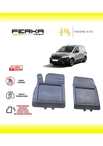 Renault Kangoo Ön 2 Parça 2023 ve Üstü Uyarlanabilir Universal Havuzlu Paspas