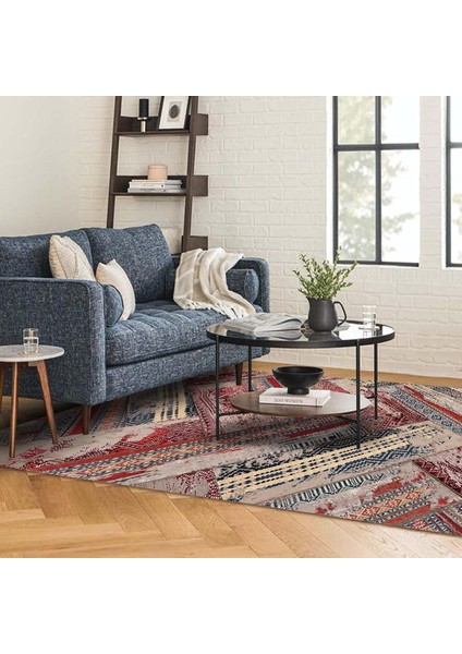 Dizayn Badra Desenli Pamuk Tabanlı Yıkanabilen Kaydırmaz Antibakteriyel Salon Halısı 100X150