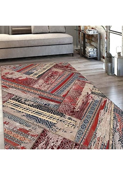 Dizayn Badra Desenli Pamuk Tabanlı Yıkanabilen Kaydırmaz Antibakteriyel Salon Halısı 100X150 modelleri