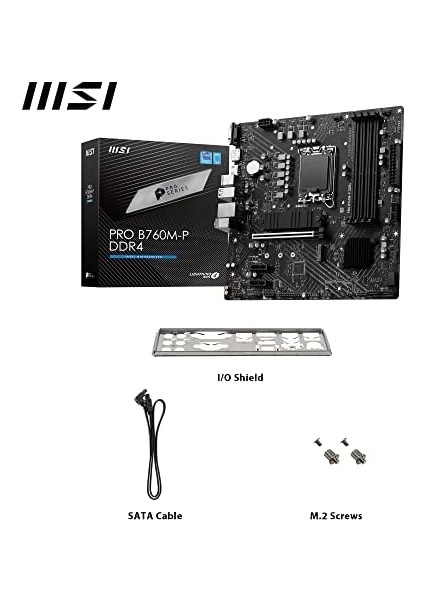Pro B760M-P Ddr4 Anakart, Micro-Atx - Intel 12. ve 13. Nesil Çekirdek Işlemcileri, Lga 1700 - Ddr4 Bellek Yükseltme 4800+MHZ/OC, Pcie 4.0 X16 Yuvası, M.2 Gen4 Yuvaları, Çeşitli
