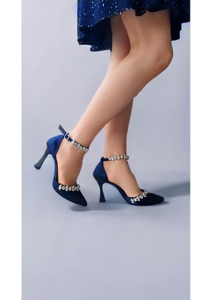 Saten Taşlı Kadın Topuklu Ayakkabı modelleri