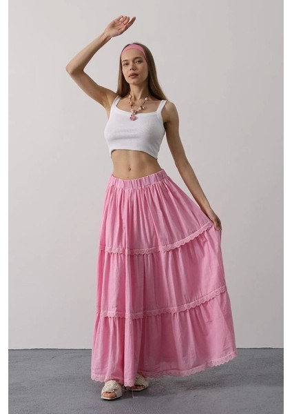 Dantel Detaylı Etek - Pembe fiyatları