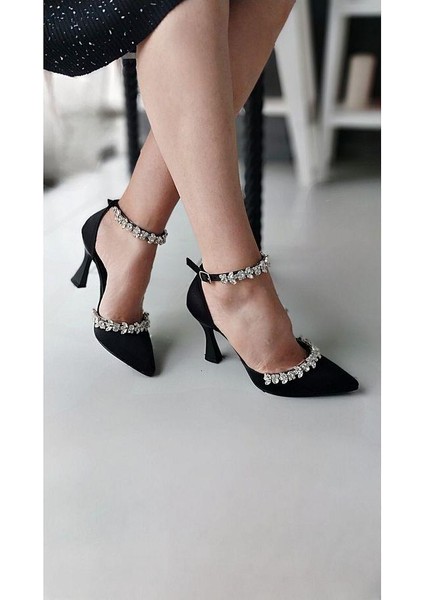 Saten Taşlı Kadın Topuklu Ayakkabı fiyatları