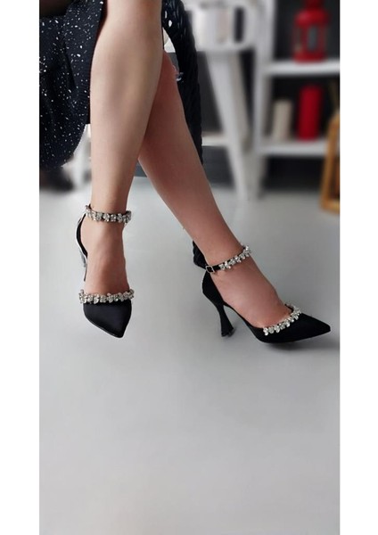 Saten Taşlı Kadın Topuklu Ayakkabı modelleri