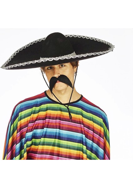 Sombrero Meksika Şapkası Gümüş Şeritli Yetişkin Boy
