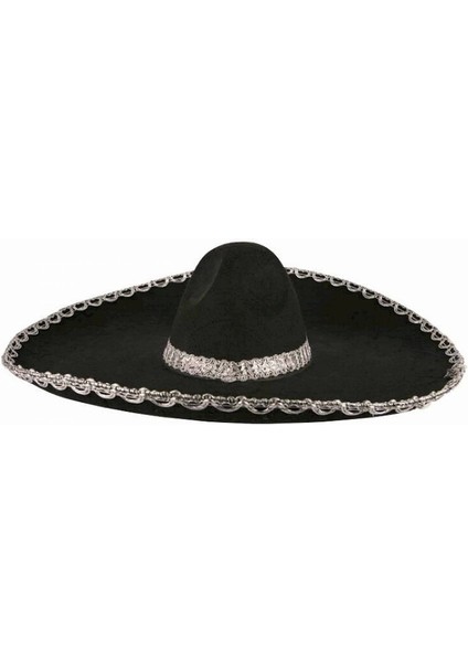 Sombrero Meksika Şapkası Gümüş Şeritli Yetişkin Boy