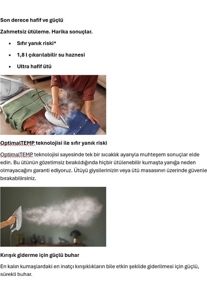 7000 Serisi PSG7040 Buhar Kazanlı Ütü Optimaltemp Teknolojisi ile Yanık Riski Olmadan Ütüleme modelleri