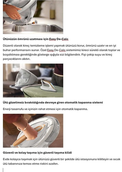 7000 Serisi PSG7040 Buhar Kazanlı Ütü Optimaltemp Teknolojisi ile Yanık Riski Olmadan Ütüleme indirimleri