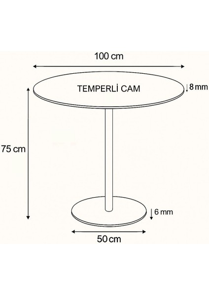 Siyah Mermer Desenli Modern 100 cm Yemek Masası 8 mm Temper Cam ( Sadece Masa ) modelleri