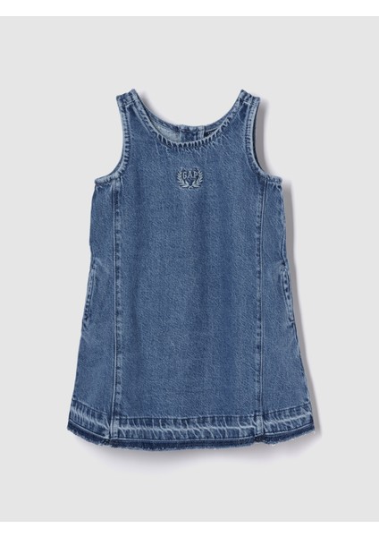 Kız Bebek Mavi Gap Logo Ultrasoft Denim Elbise