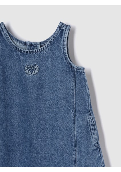 Kız Bebek Mavi Gap Logo Ultrasoft Denim Elbise fiyatları