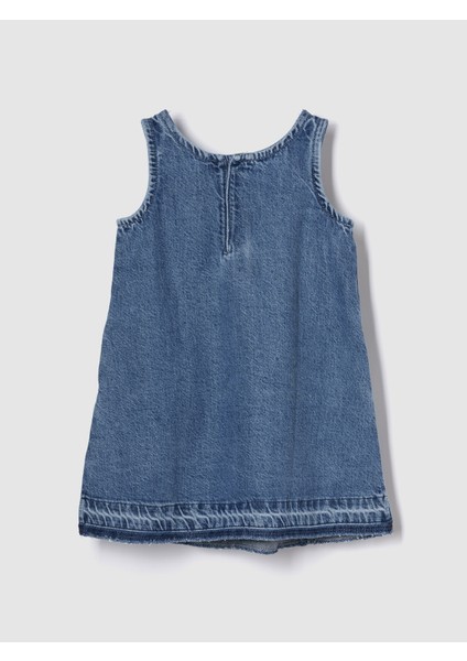 Kız Bebek Mavi Gap Logo Ultrasoft Denim Elbise modelleri