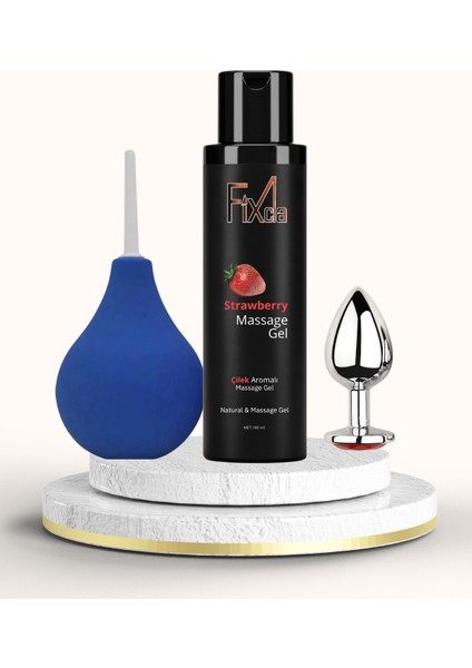 Jel Çilek 125 ml Anal Temizleme Pompası Metal Taşlı Plug