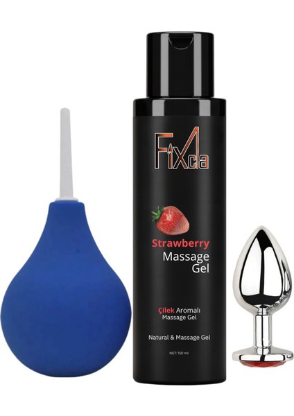 Jel Çilek 125 ml Anal Temizleme Pompası Metal Taşlı Plug