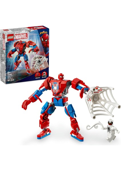 Marvel Örümcek Adam Robotu, Anti Venom’a Karşı 76308-6 Yaş ve Üzeri Çocuklar Için Inşa Edilebilen Figür Içeren Oyuncak Yapım Seti, Doğum Günü Hediyesi (107 Parça)