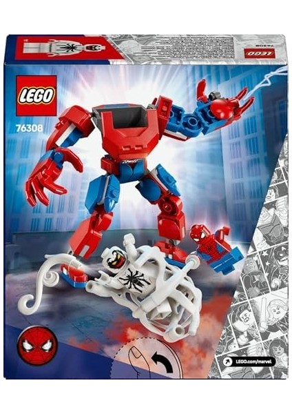 Marvel Örümcek Adam Robotu, Anti Venom’a Karşı 76308-6 Yaş ve Üzeri Çocuklar Için Inşa Edilebilen Figür Içeren Oyuncak Yapım Seti, Doğum Günü Hediyesi (107 Parça)