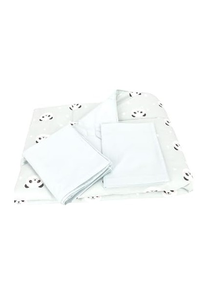 El Yapımı Panda Desenli Yorgan Çarşaf ve Yastıklı Üçlü Set modelleri