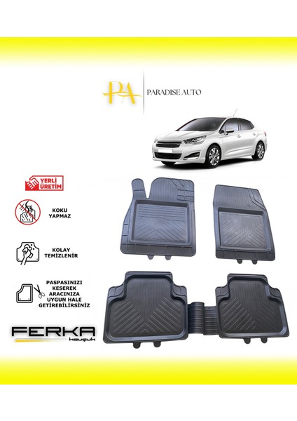 Citroen C-Elysee 2013 ve Üstü Uyarlanabilir Universal Havuzlu Paspas