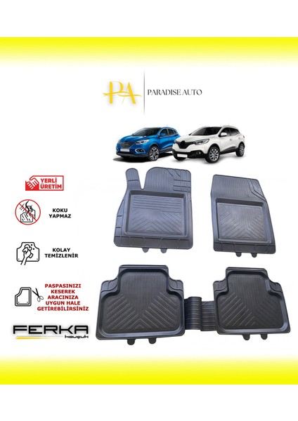 Renault Kadjar 2018 ve Üstü Uyarlanabilir Universal Havuzlu Paspas