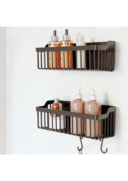 Yapışkanlı Banyo Rafı, 2&apos;li Banyo Düzenleyici, Duş Rafı Organizer Şampuanlık, Duşakabin Rafı, Banyo Organizeri, Banyo Askısı Plastik