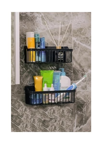 Yapışkanlı Banyo Rafı, 2&apos;li Banyo Düzenleyici, Duş Rafı Organizer Şampuanlık, Duşakabin Rafı, Banyo Organizeri, Banyo Askısı Plastik modelleri