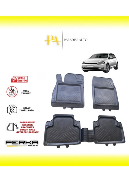 Volkswagen Golf 7 2012-2020 Uyarlanabilir Universal Havuzlu Paspas