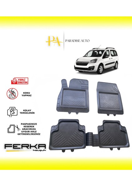 Citroen Berlingo 2 2008-2019 Uyarlanabilir Universal Havuzlu Paspas