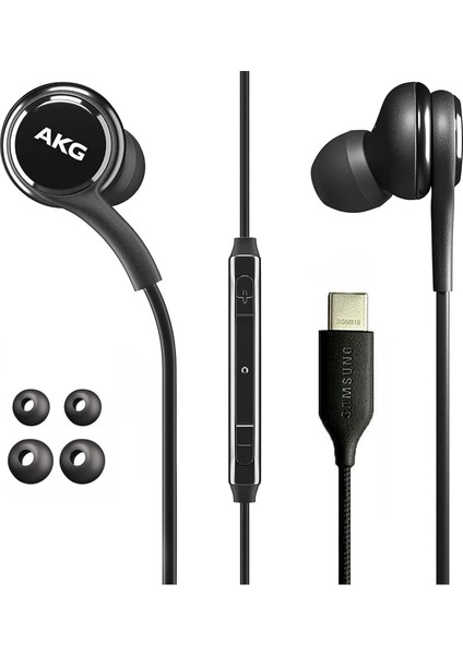Samsung Galaxy S23 Ultra, Galaxy S23, Galaxy S22, Galaxy S22, Galaxy S21, Note 10 Için Oem Samung Akg Kulaklıklar - Uzaktan ve Mikrofonlu Usb-C ile Orijinal USB Tip C Kulak Içi Kulaklıklar - Siyah