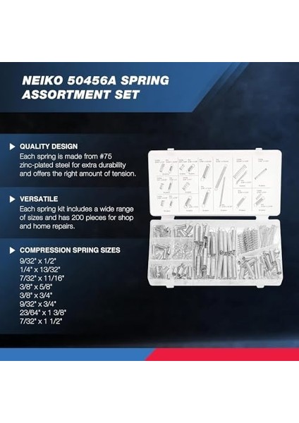 50456 Bir Yay Ürün Yelpazesi Için Kolay Onarım, Galvanizli Çelik | 200 Parça Set