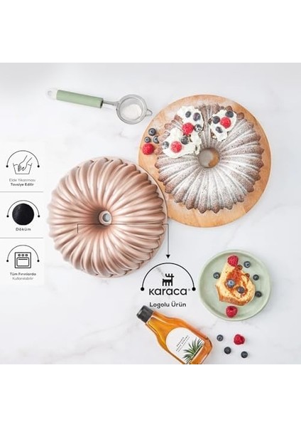Cake Pro Dilimli Rosegold Döküm Kek Kalıbı